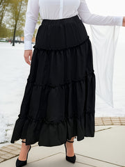 Solid Elastic High Rise Maxi Skirt