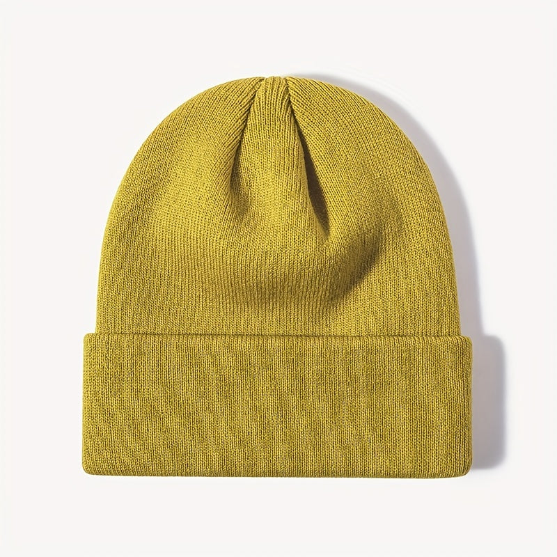 Street Knitted Hat Couple Models Warm Solid Outdoor Beanie
