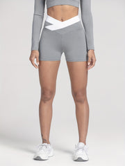 Women's Contrast Cross Waist Sports Shorts - Comfortable Activewear