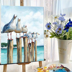 Seagull 40 64x50 Unframed DIY Acrylic Painting by Numbers Kit