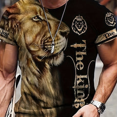 Men's Lion Graphic T Shirt Athletic 3D Print Crew Neck Tee