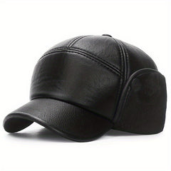 Meromibe Winter Ear Warmer PU Leather Baseball Cap Adjustable Sunscreen Hat