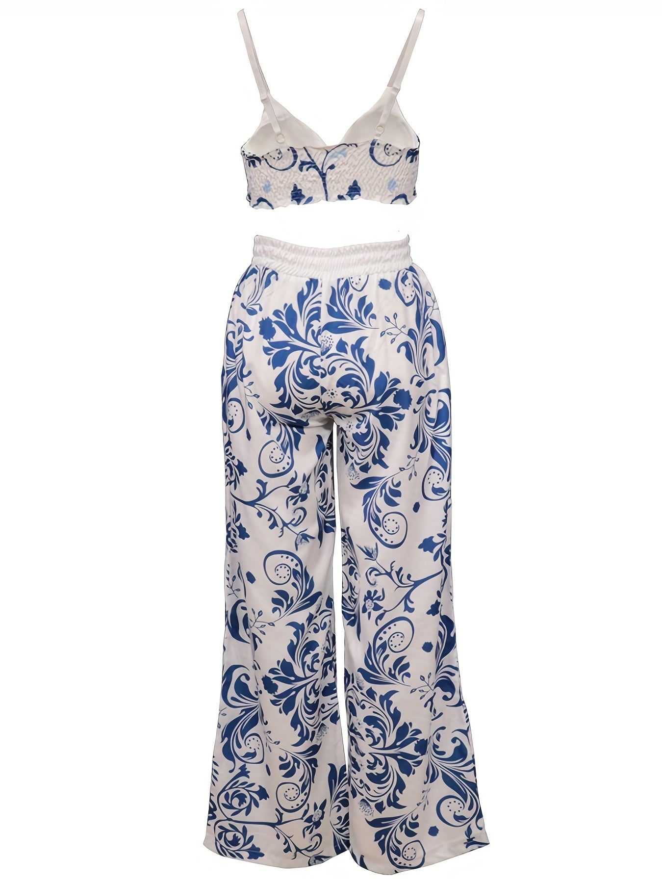 Floral Printed Bra Tops & Long Pants Suits Women's Night Out