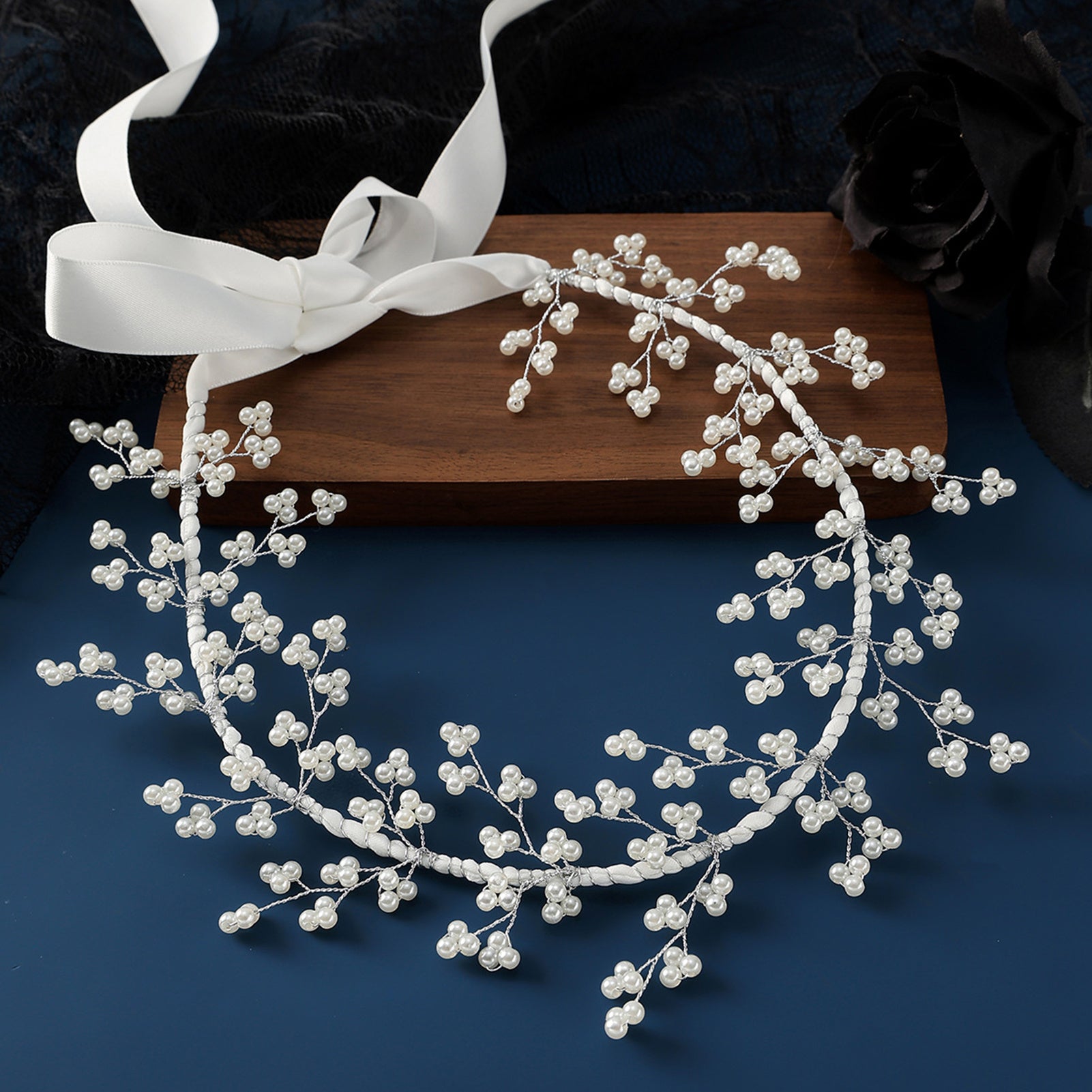 Tie Up Hair Hoop with Decor for Wedding
