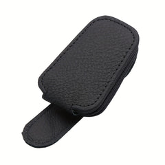 Car Sun Visor Sunglasses Holder Magnetic PU Leather Glasses Clip