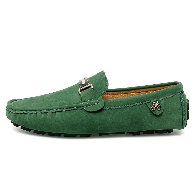 Flat Loafers Metal Buckle Decor Slip On Soft Sole Shoes