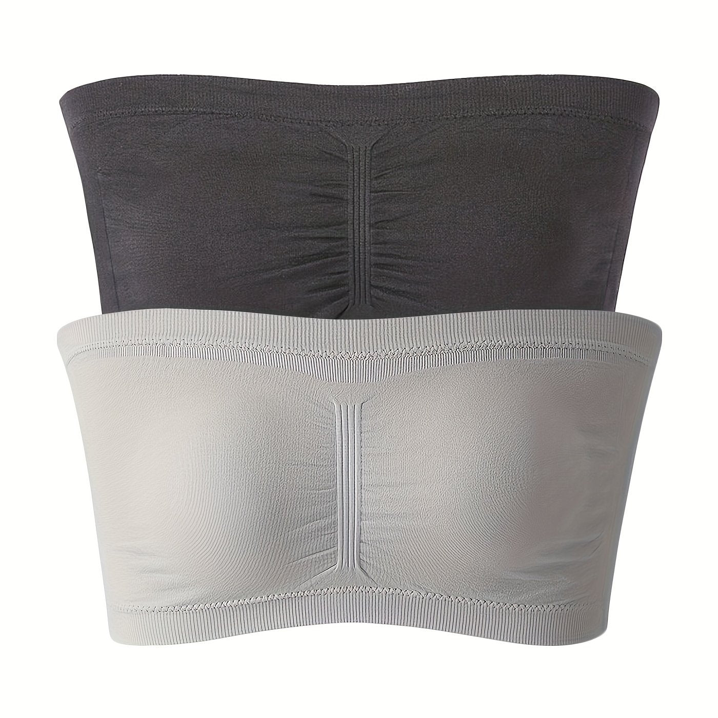2 Pack Plus Size Tube Bra Set High Stretch Strapless