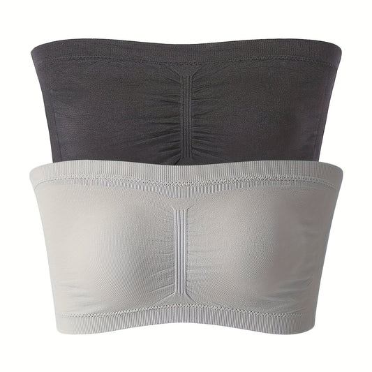 2 Pack Plus Size Tube Bra Set High Stretch Strapless