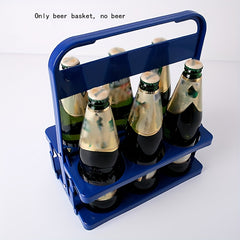 Portable 6 Bottle Plastic Folding Wine Rack Beer Basket