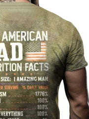 Dad Nutrition Facts Tee Men's Short Sleeve T-shirt Print Graphic Summer Clothes