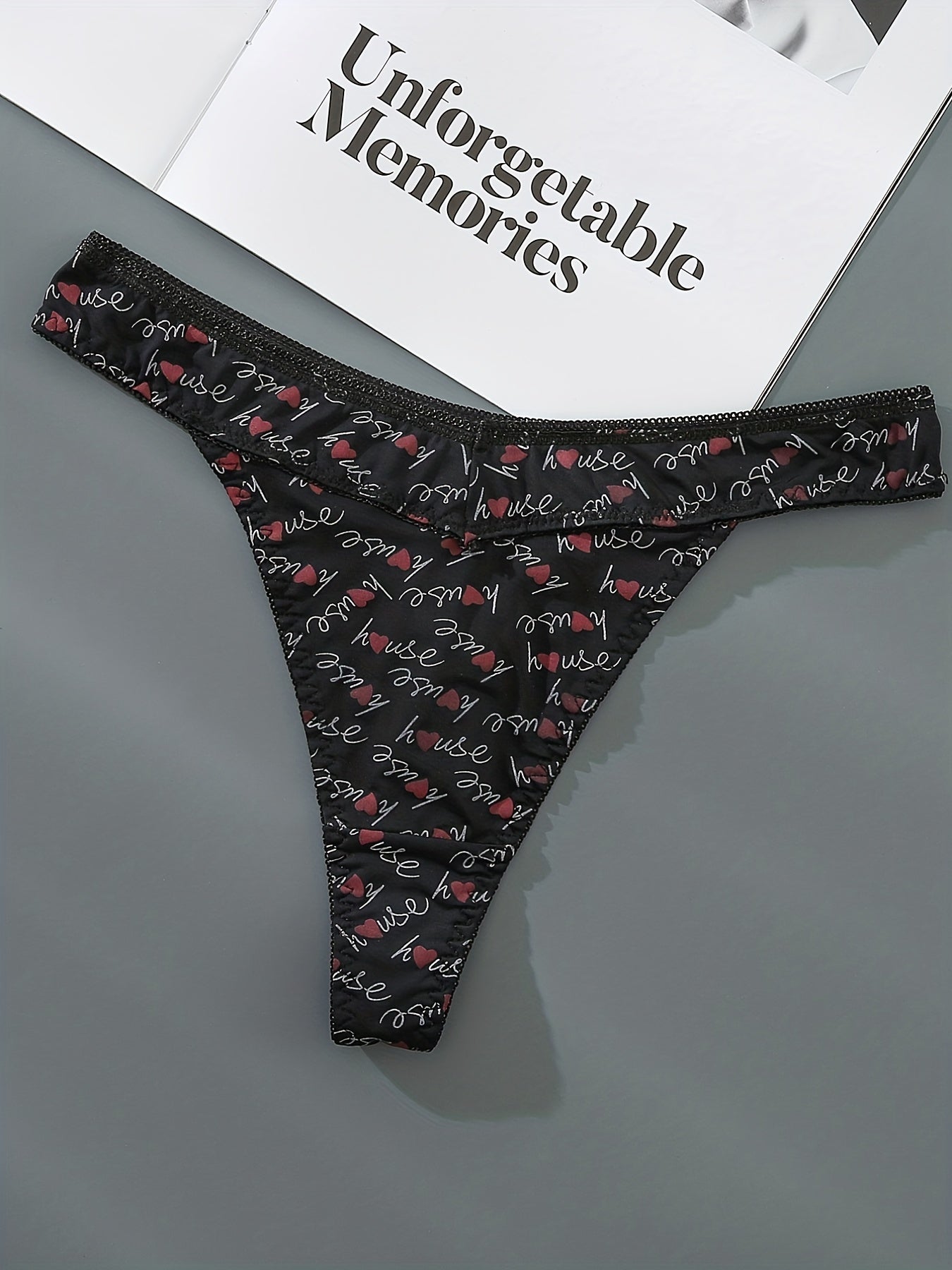 3 Pack Plus Size Sexy Panties Set Women's Plus Solid & Letter Print Thongs