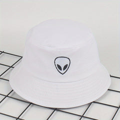 Unisex Foldable Sunshade Bucket Hat Alien Pattern Double sided Sun Hat