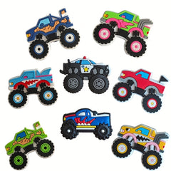 8PCS Trucks Cartoon Shoe Charms For Clogs Garden Shoes Decoration