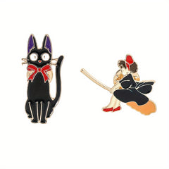 Enamel Magic Girl Cat Brooch for Boys