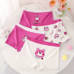 Girl's Bear Print Cotton Boxer Briefs Elastic Waist Shorts