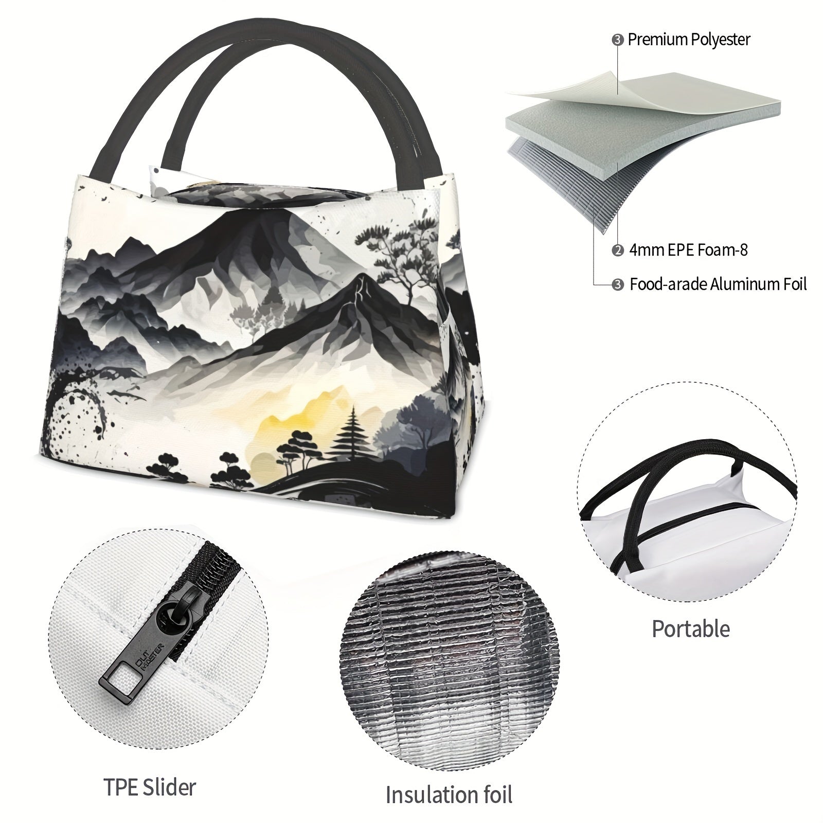 Portable Insulated Lunch Bag Tote Bag For Picnic Beach Fishing Work