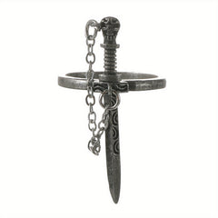 Gothic Style Cross Sword Ring Silver Plated Zinc Alloy
