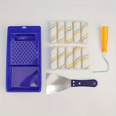 10pcs Mini Paint Roller Tool Box Set, Small Roller Frame Polyester