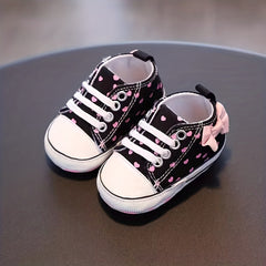 Heart Printed Lightweight Skate Shoes for Baby Girls, Non-slip Toddler Shoes
