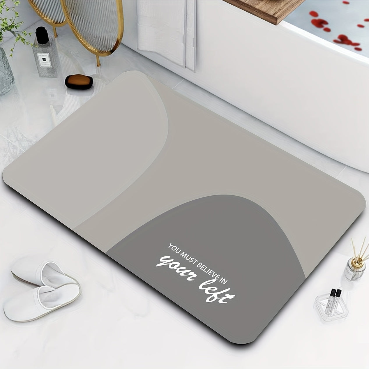 Geometric Pattern Floor Mat Soft Bath Rug Diatom Mud Bath Mat Absorbent Carpet