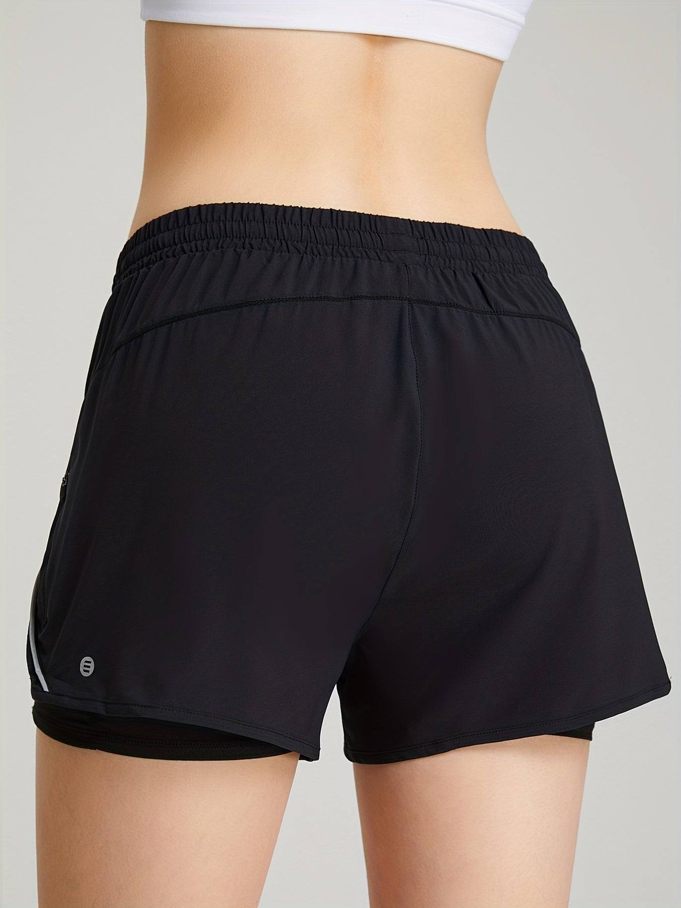 2 in 1 Running Shorts High Waist Zip Pockets Activewear