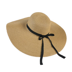 Candy Large Sun Hat Ribbon Bowknot Casual Breathable Straw Hat Women