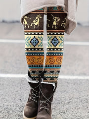 Boho Leggings Women's Plus Tribal Print High Rise