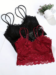 2pcs Floral Lace Wireless Bras Comfy & Breathable Women's Lingerie