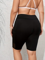 Slim Fit Boxer Short Bottom Mid Stretch Contrast Mesh With Side Pockets Bermuda