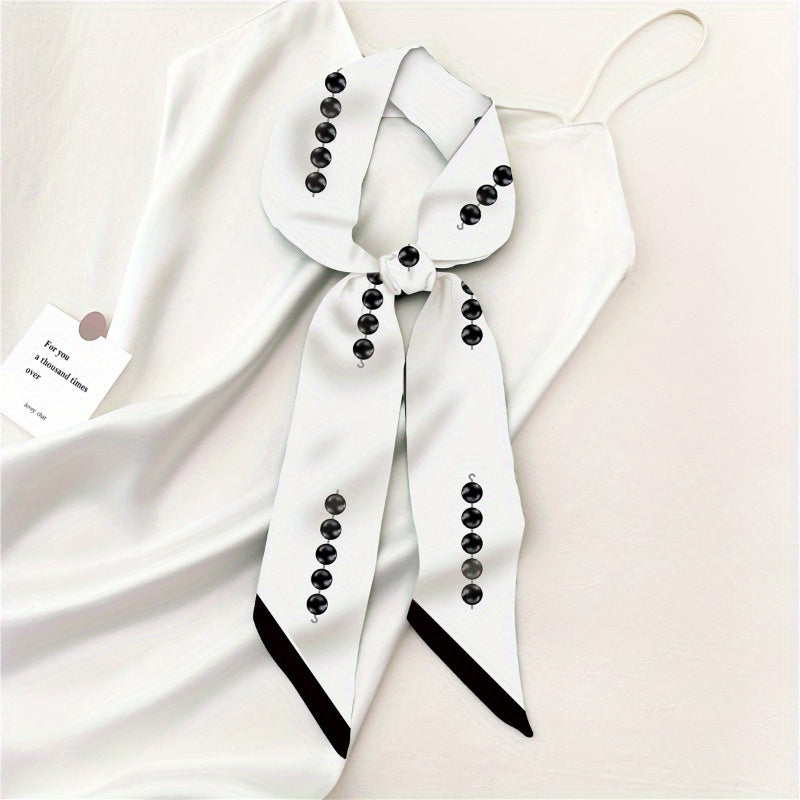 Beads Print Skinny Scarf Neck Tie Long Hair Ribbon Decorative Bag Wrap