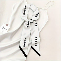 Beads Print Skinny Scarf Neck Tie Long Hair Ribbon Decorative Bag Wrap