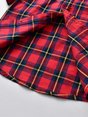 Boys Red Plaid Short Sleeve Shirt