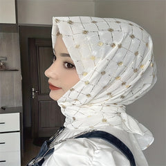 Chiffon Square Scarf Geometric Hot Stamping Hijab Shawl Women Ramadan Turban