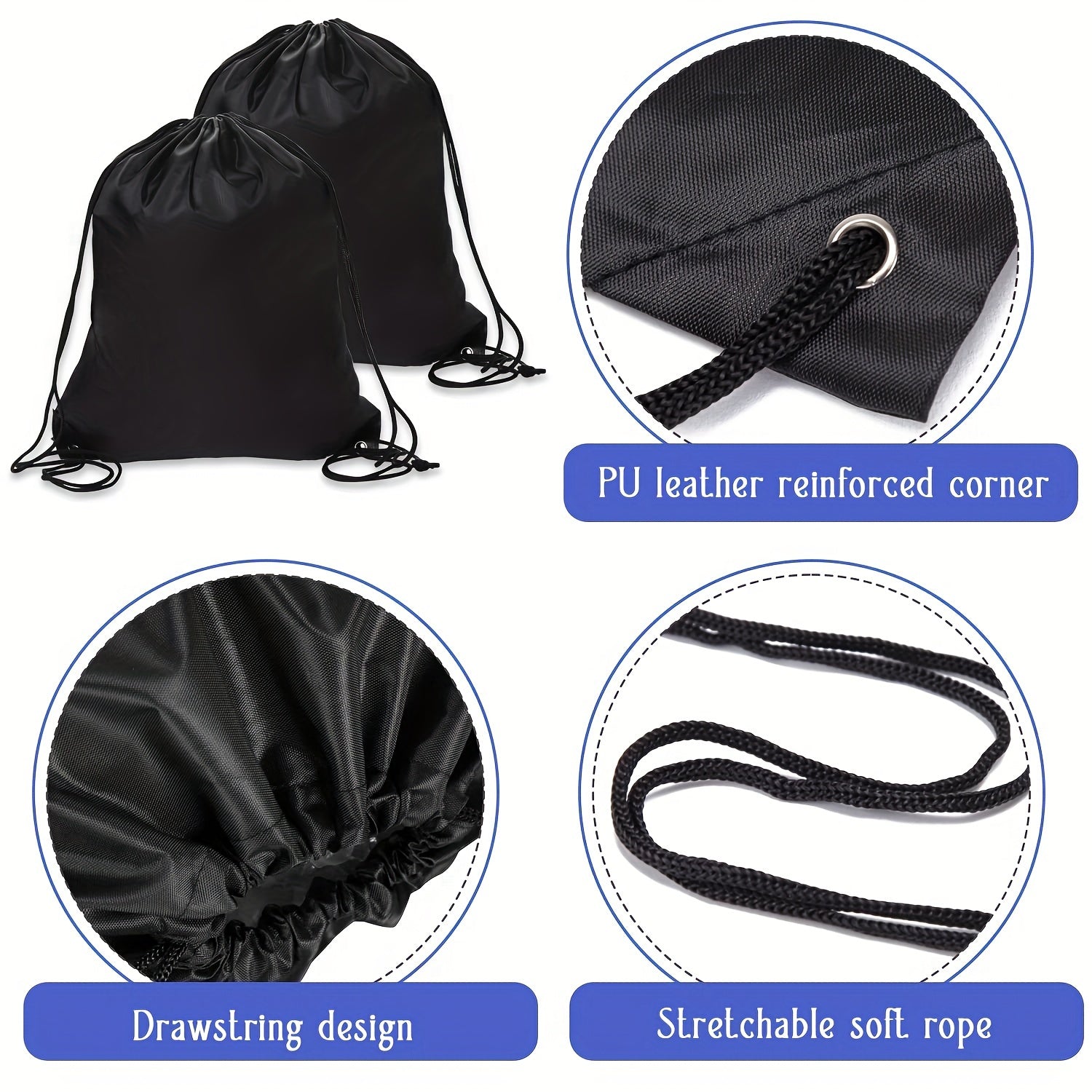 2pcs Drawstring Backpacks Large Capacity Swimming Bag Sports Supplies