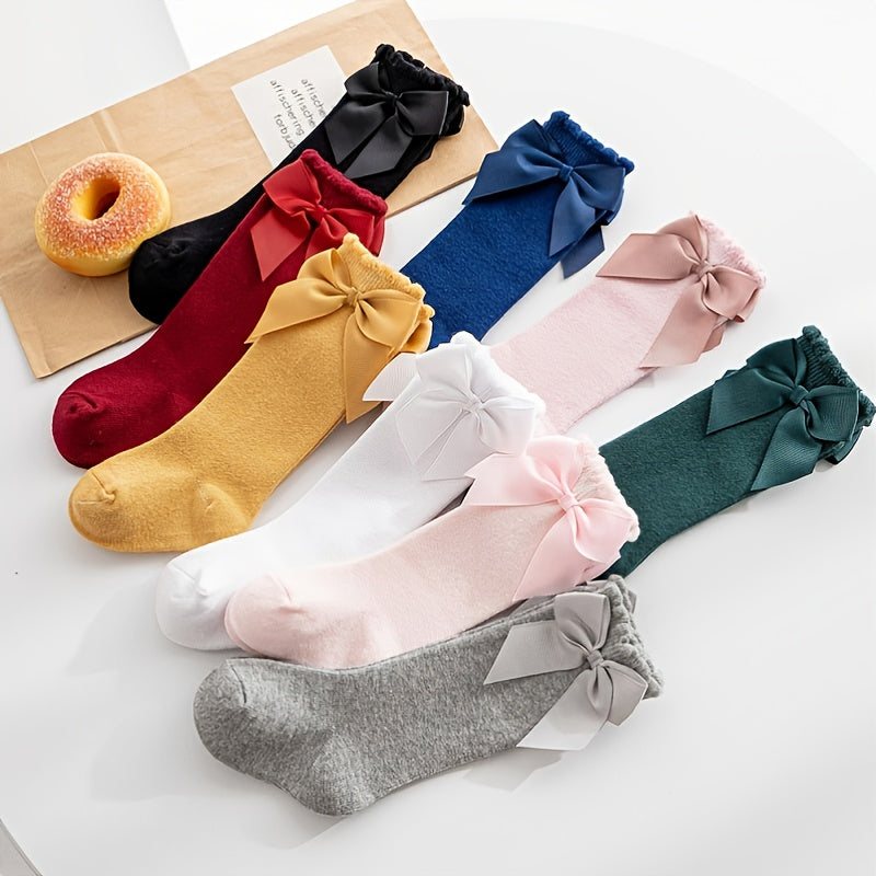Girls Knee High Socks with Bow Detail