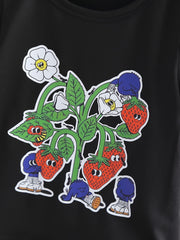 Strawberry Floral Print T-shirt & Shorts Set for Summer