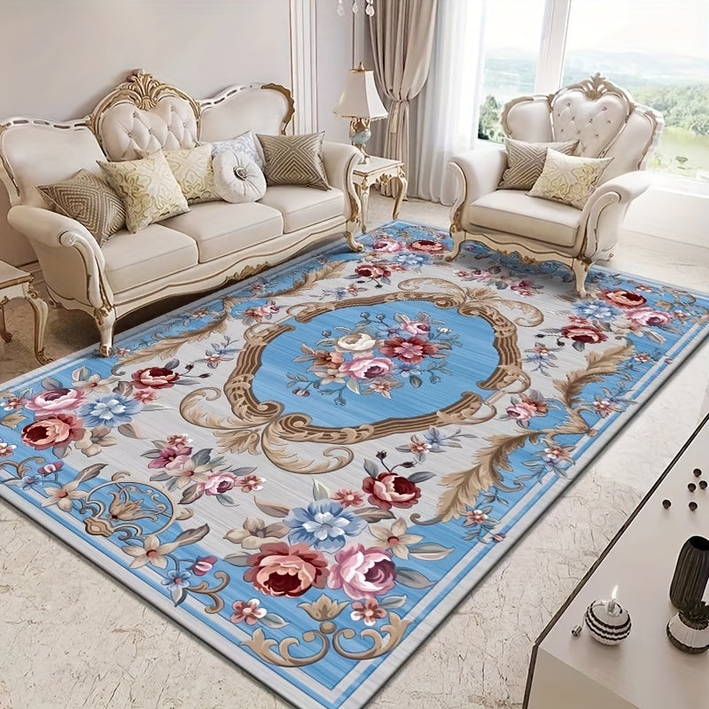 Vintage Floral Area Rug Soft and Non Slip Polyester Mat