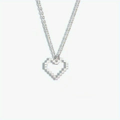 Creative Mosaic Heart Hollow Pixel Heart Pendant Necklace