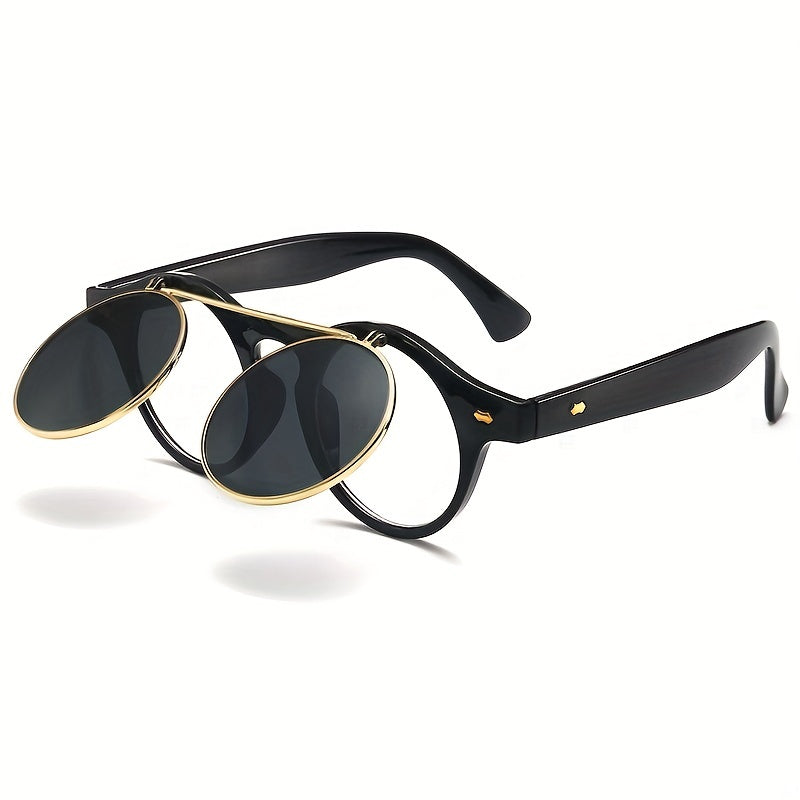 Men's Retro Flip Sunglasses Mixed Decorative Beach Glasses