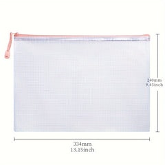 100pcs Mesh Zipper Bag File Bag Waterproof File Folder Pink