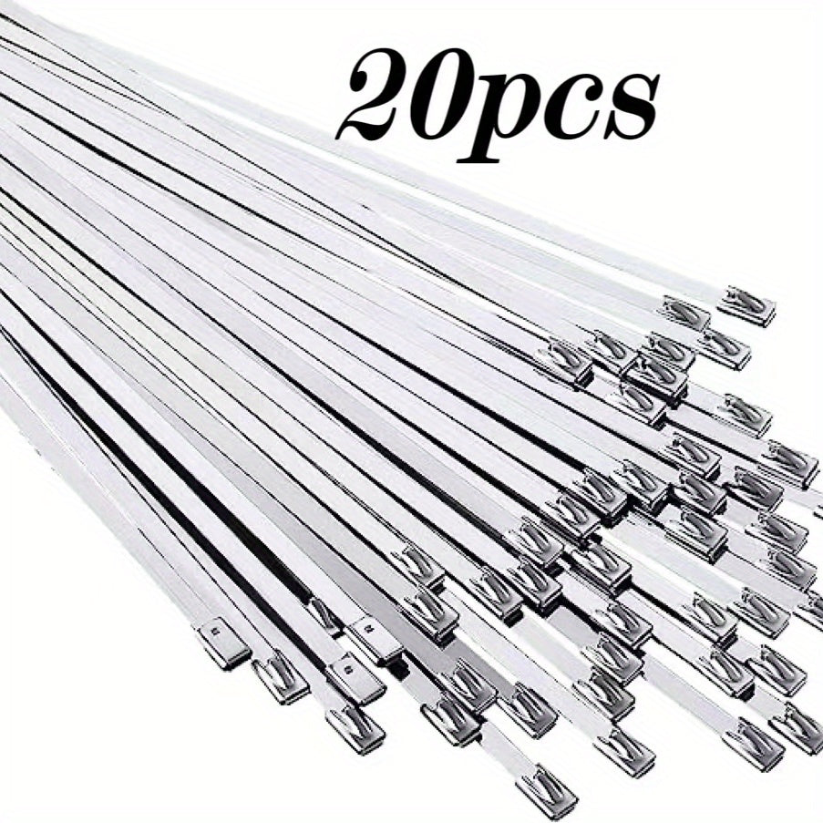 50pcs Metal Zip Ties 304 Stainless Steel Heavy Duty Self-locking Cable Ties