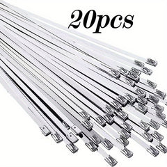 50pcs Metal Zip Ties 304 Stainless Steel Heavy Duty Self-locking Cable Ties
