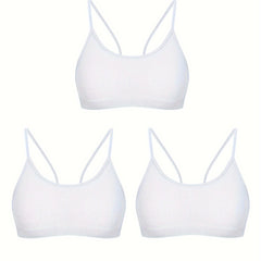 3pcs Ribbed Wireless Bras Breathable Stretch Bra Women's Lingerie & Underwear