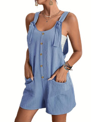 Casual Button Overall Jumpsuit For Spring & Summer Women's Clothing