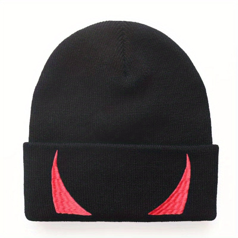 Men's Eye Embroidery Winter Soft Beanie Knitted Hat
