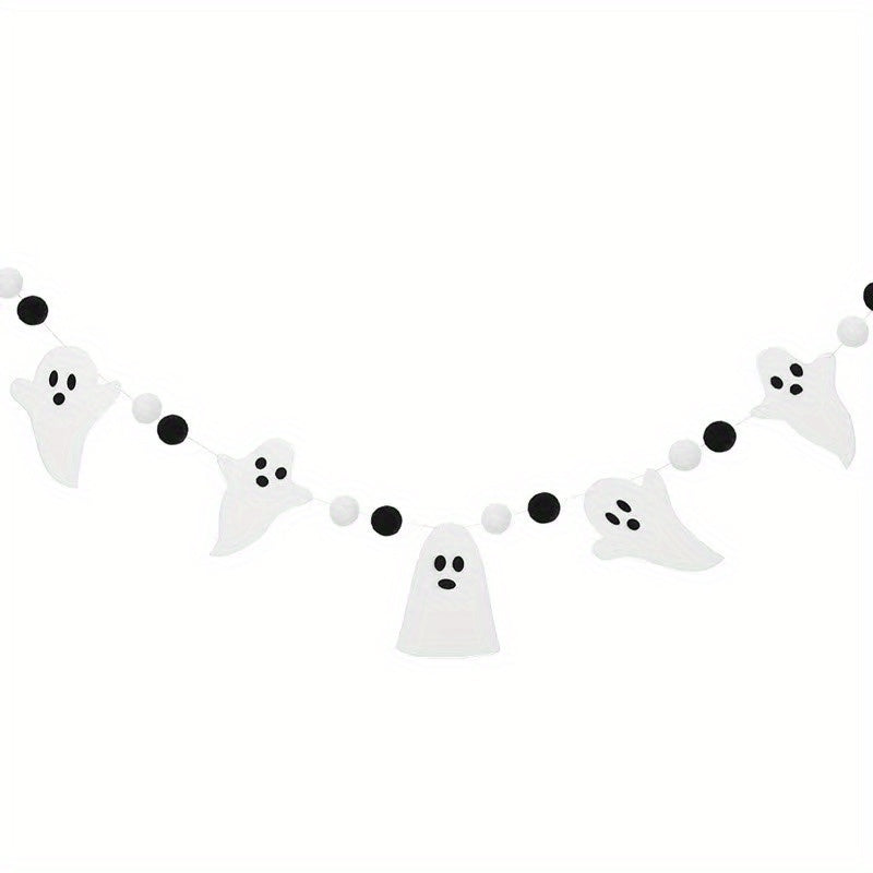 Halloween Felt Ghost Pull Flower Banner Haunted House Hanging Decoration