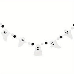 Halloween Felt Ghost Pull Flower Banner Haunted House Hanging Decoration