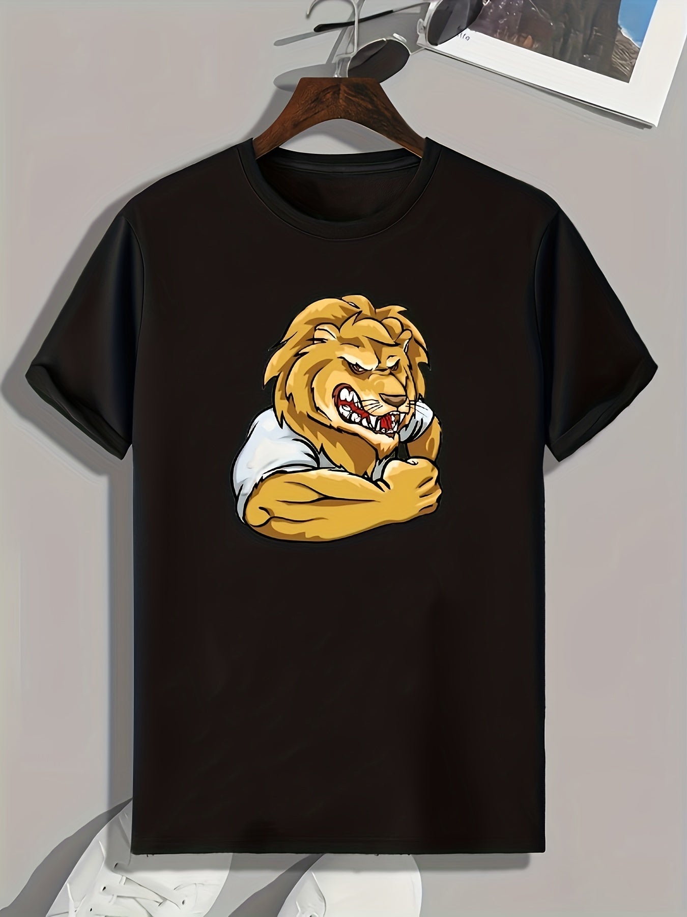 Lion Print Men's Graphic T shirt Casual Comfy Tees