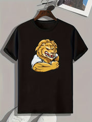 Lion Print Men's Graphic T shirt Casual Comfy Tees