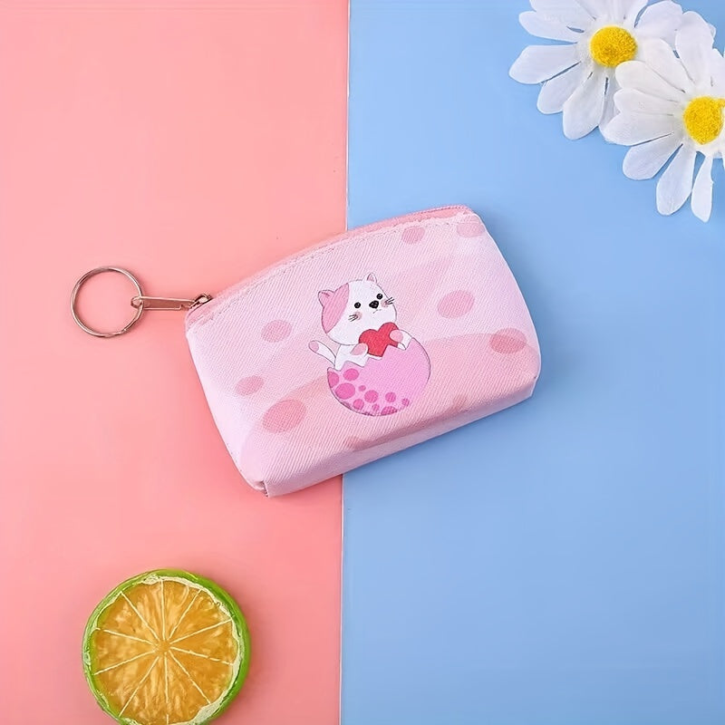 Cartoon Cat Bear Print Coin Purse Wallet for Kids Girls